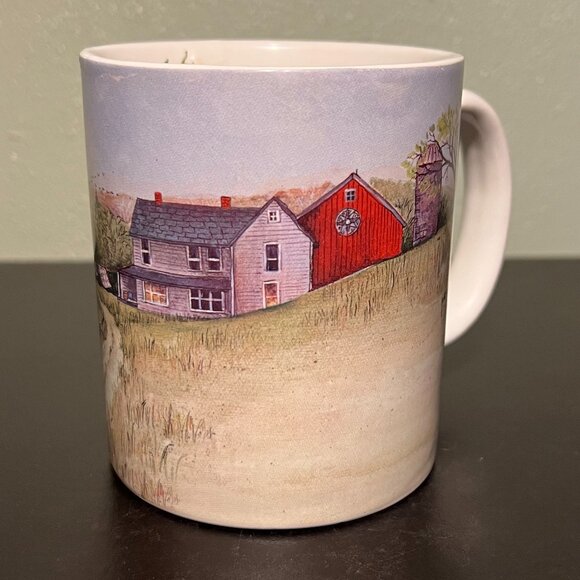 “Just for Pretty" Art Mug by Pat Richter 2003 ~ Red Barn w/ Star Quilt Hex Sign - Picture 5 of 13